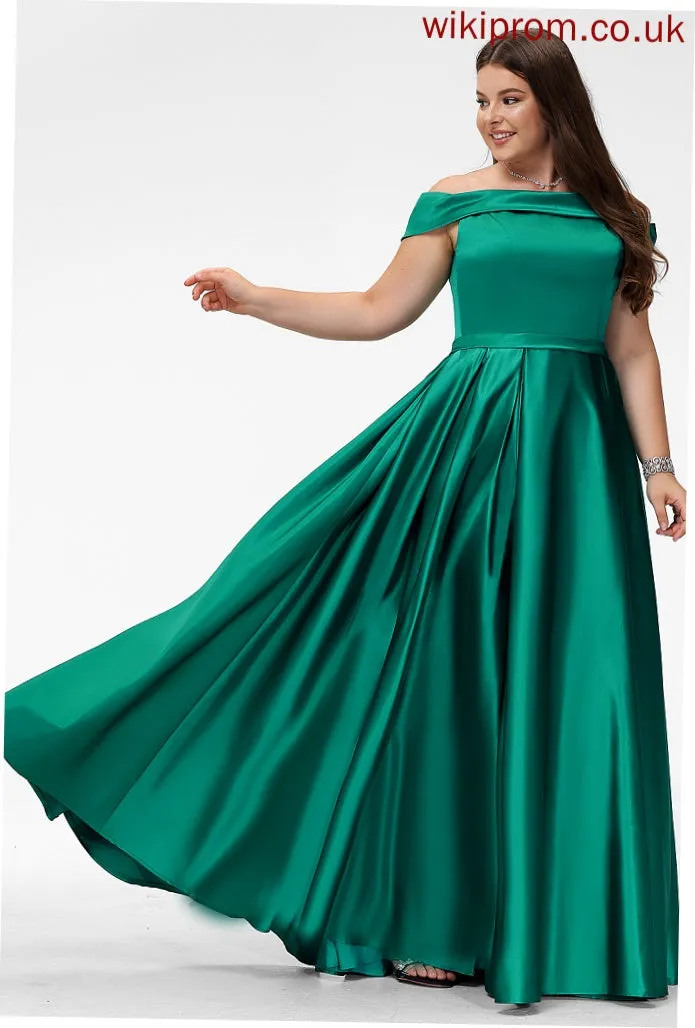 Prom Dresses Satin Floor-Length Ball-Gown/Princess Off-the-Shoulder Kenna