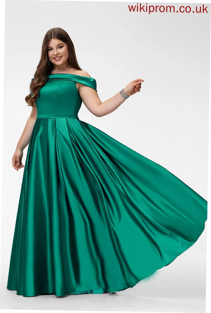 Prom Dresses Satin Floor-Length Ball-Gown/Princess Off-the-Shoulder Kenna