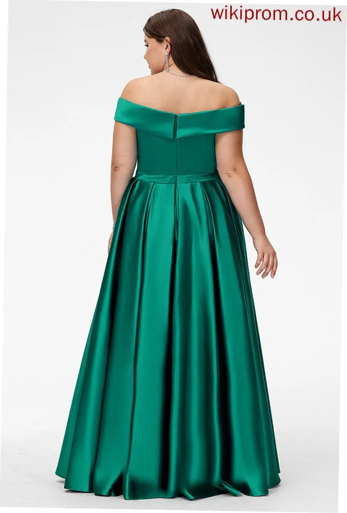 Prom Dresses Satin Floor-Length Ball-Gown/Princess Off-the-Shoulder Kenna