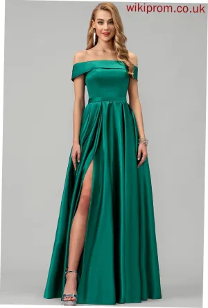 Prom Dresses Satin Floor-Length Ball-Gown/Princess Off-the-Shoulder Kenna