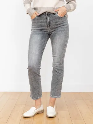 RISEN Grey High Rise Crop Straight