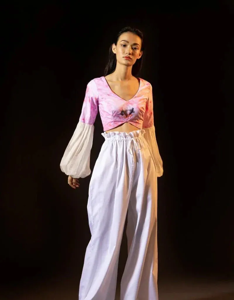 Ruched high-waisted pants