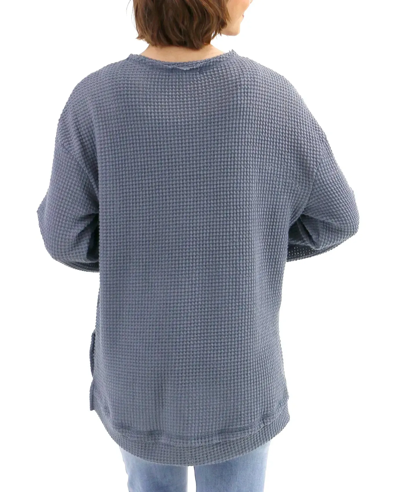 Slouchy Grey Waffle Pullover