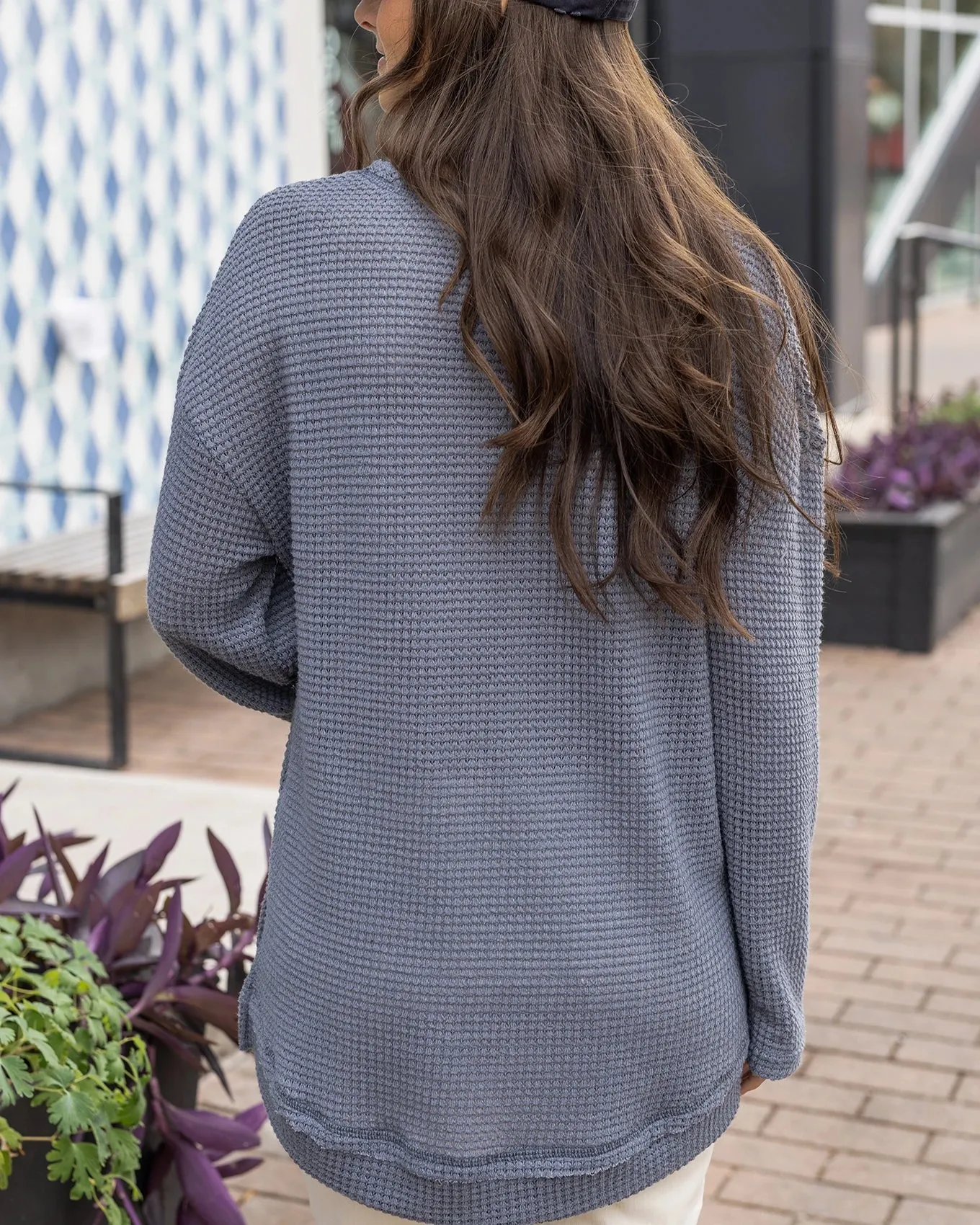 Slouchy Grey Waffle Pullover