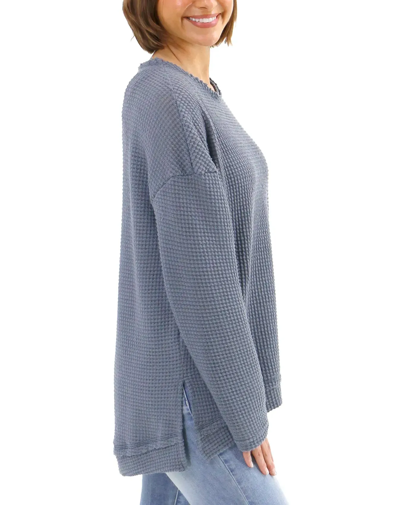 Slouchy Grey Waffle Pullover