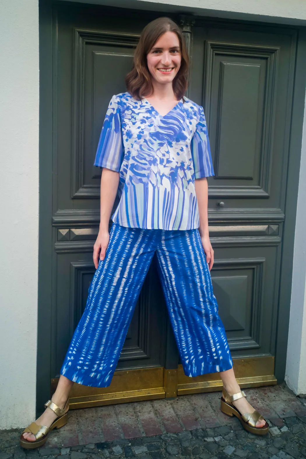 Summer Blouse in Blue and Mint