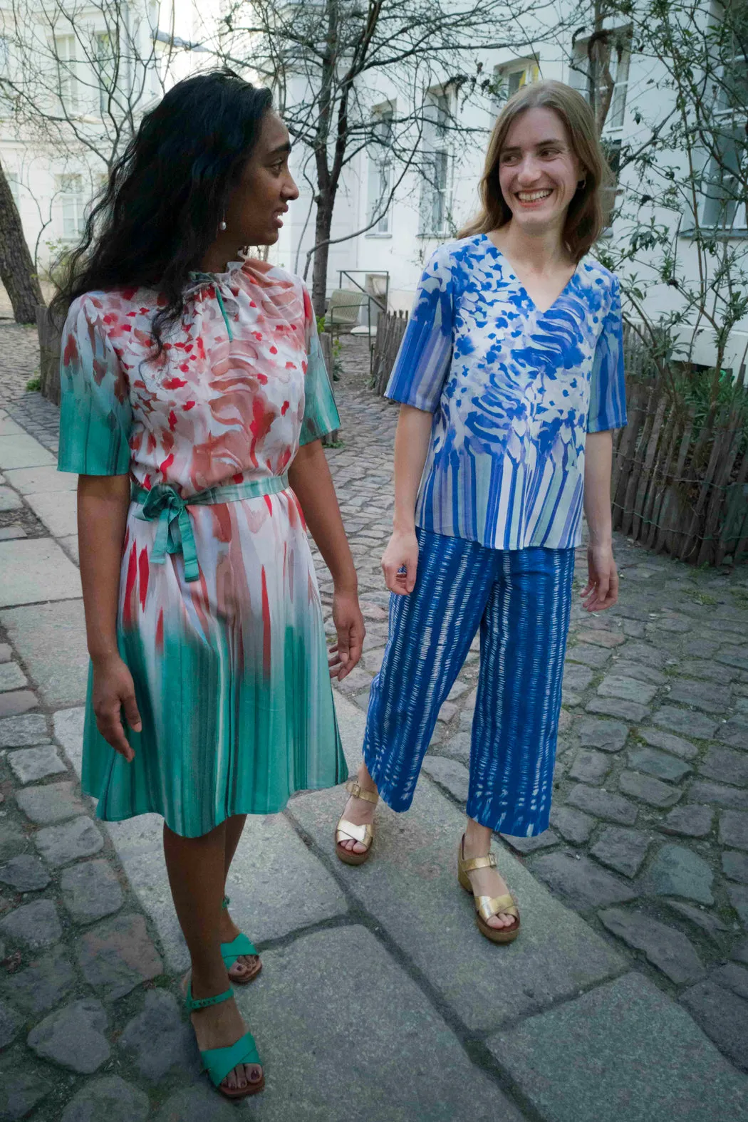 Summer Blouse in Blue and Mint