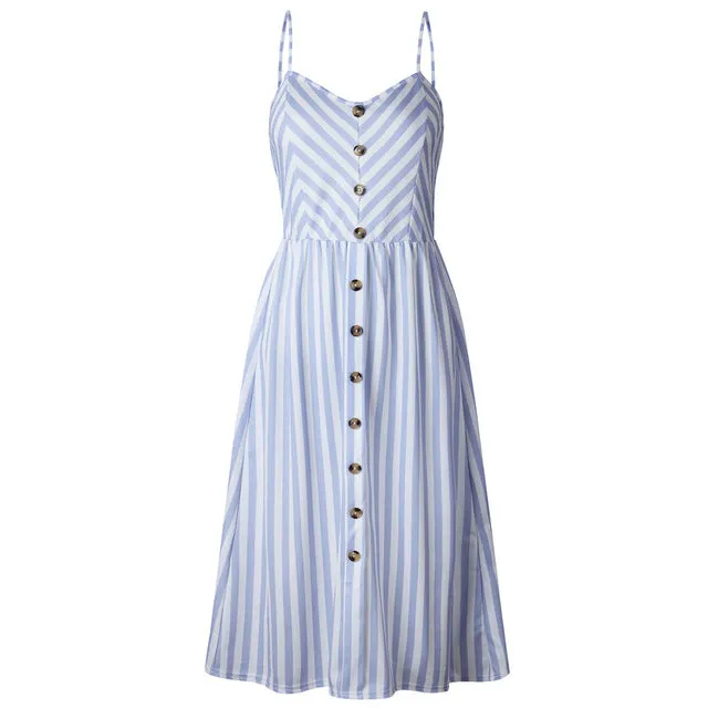 Summer Casual Ladies' V-neck Sleeveless Knee Length Dress With Print Floral