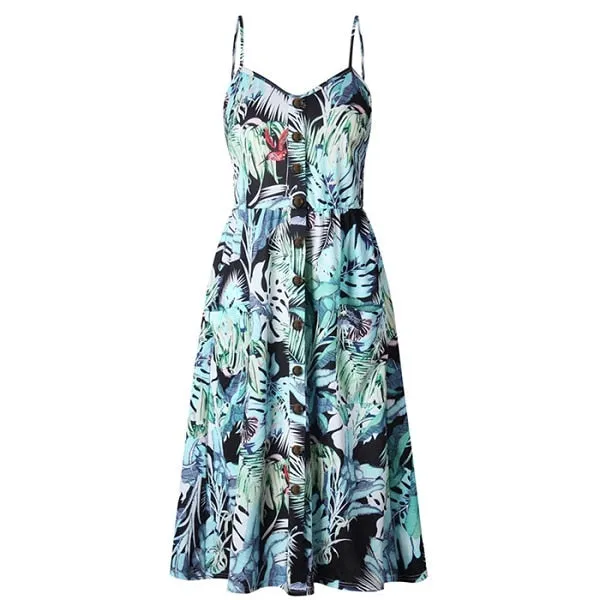 Summer Casual Ladies' V-neck Sleeveless Knee Length Dress With Print Floral