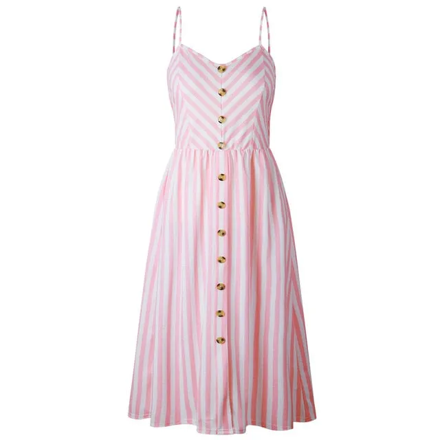Summer Casual Ladies' V-neck Sleeveless Knee Length Dress With Print Floral