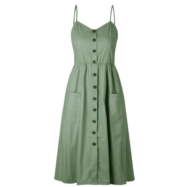 Summer Casual Ladies' V-neck Sleeveless Knee Length Dress With Print Floral