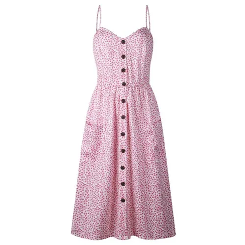 Summer Casual Ladies' V-neck Sleeveless Knee Length Dress With Print Floral