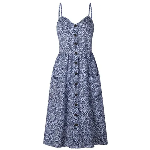 Summer Casual Ladies' V-neck Sleeveless Knee Length Dress With Print Floral