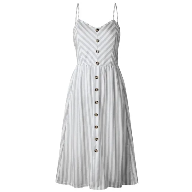 Summer Casual Ladies' V-neck Sleeveless Knee Length Dress With Print Floral