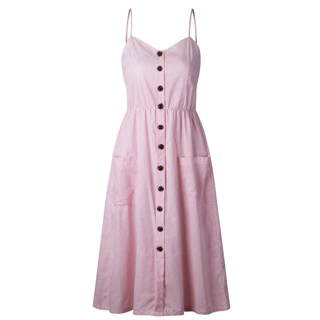 Summer Casual Ladies' V-neck Sleeveless Knee Length Dress With Print Floral
