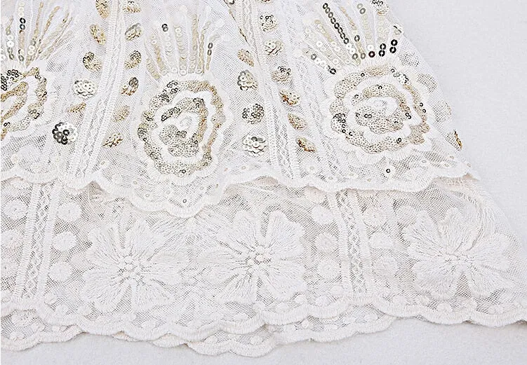 TEELYNN Sequin Embroidery Lace Blouse