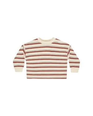 The Relaxed Long Sleeve Tee by Rylee   Cru - Brick Stripe - BABY