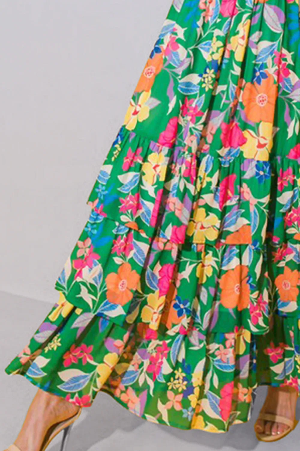 Tiered Ruffled Printed Sleeveless Sundress