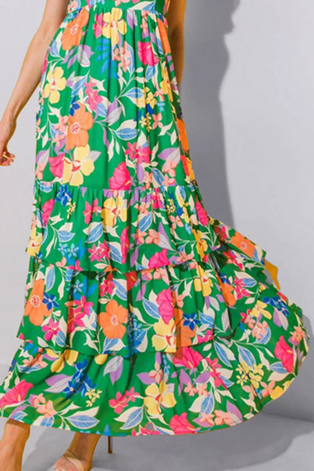 Tiered Ruffled Printed Sleeveless Sundress