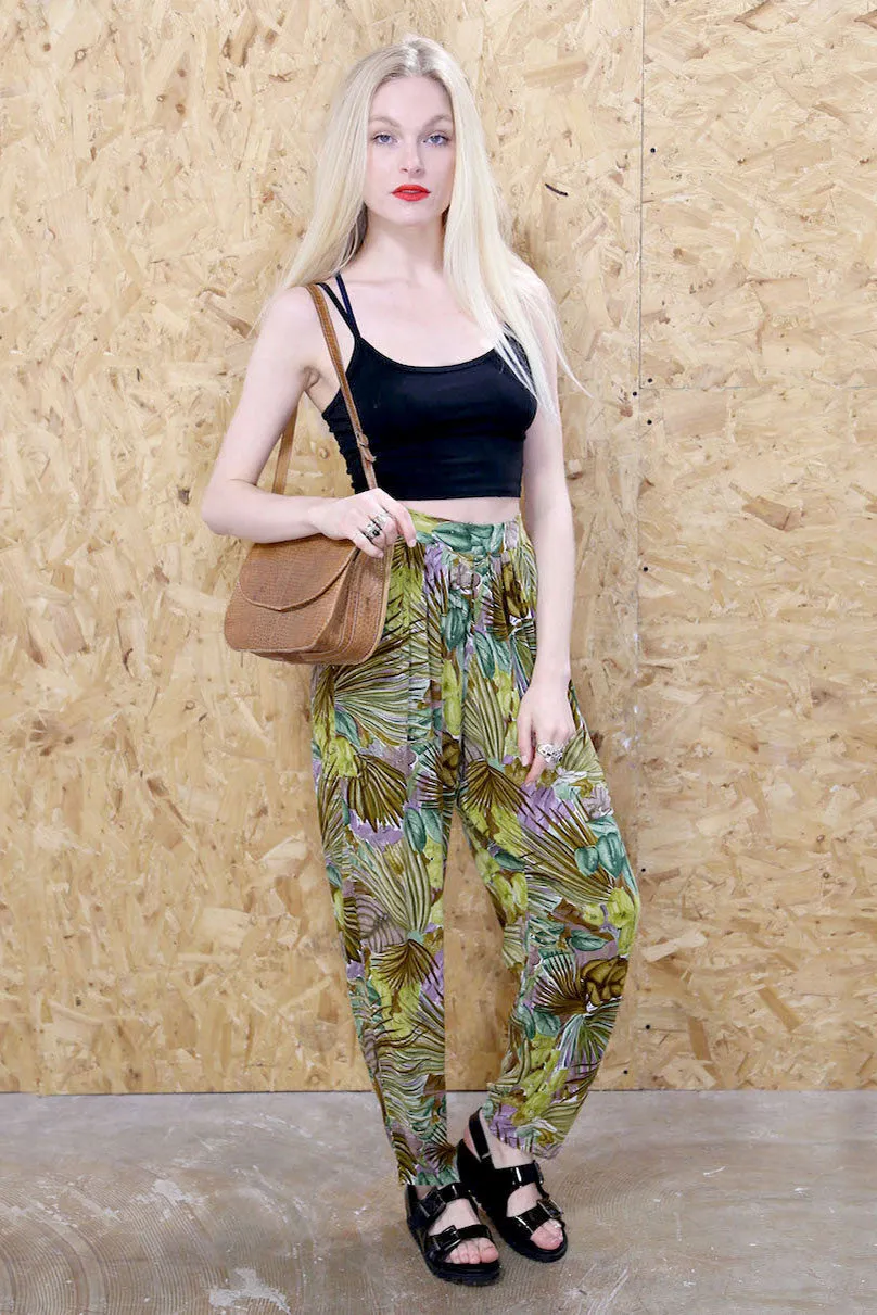 Tropical Leaf Patterned Trousers