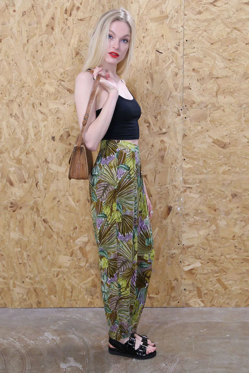 Tropical Leaf Patterned Trousers