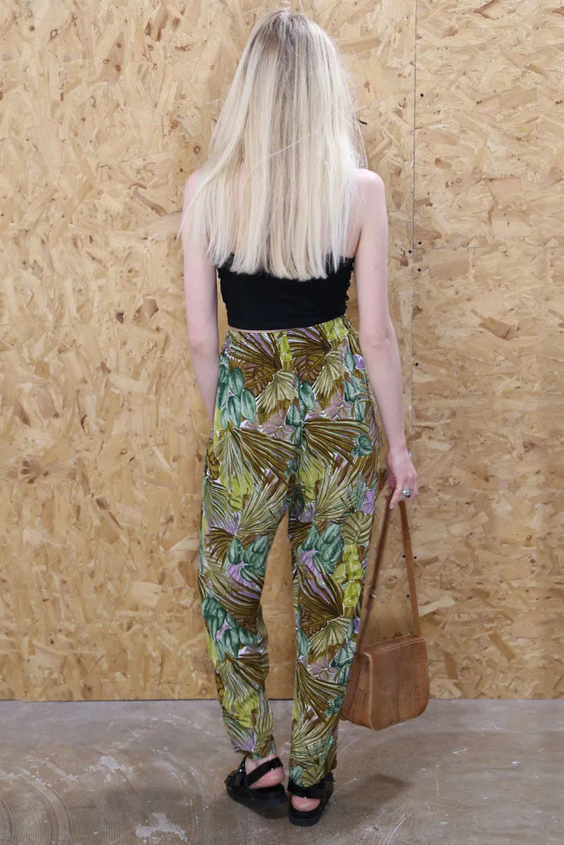 Tropical Leaf Patterned Trousers