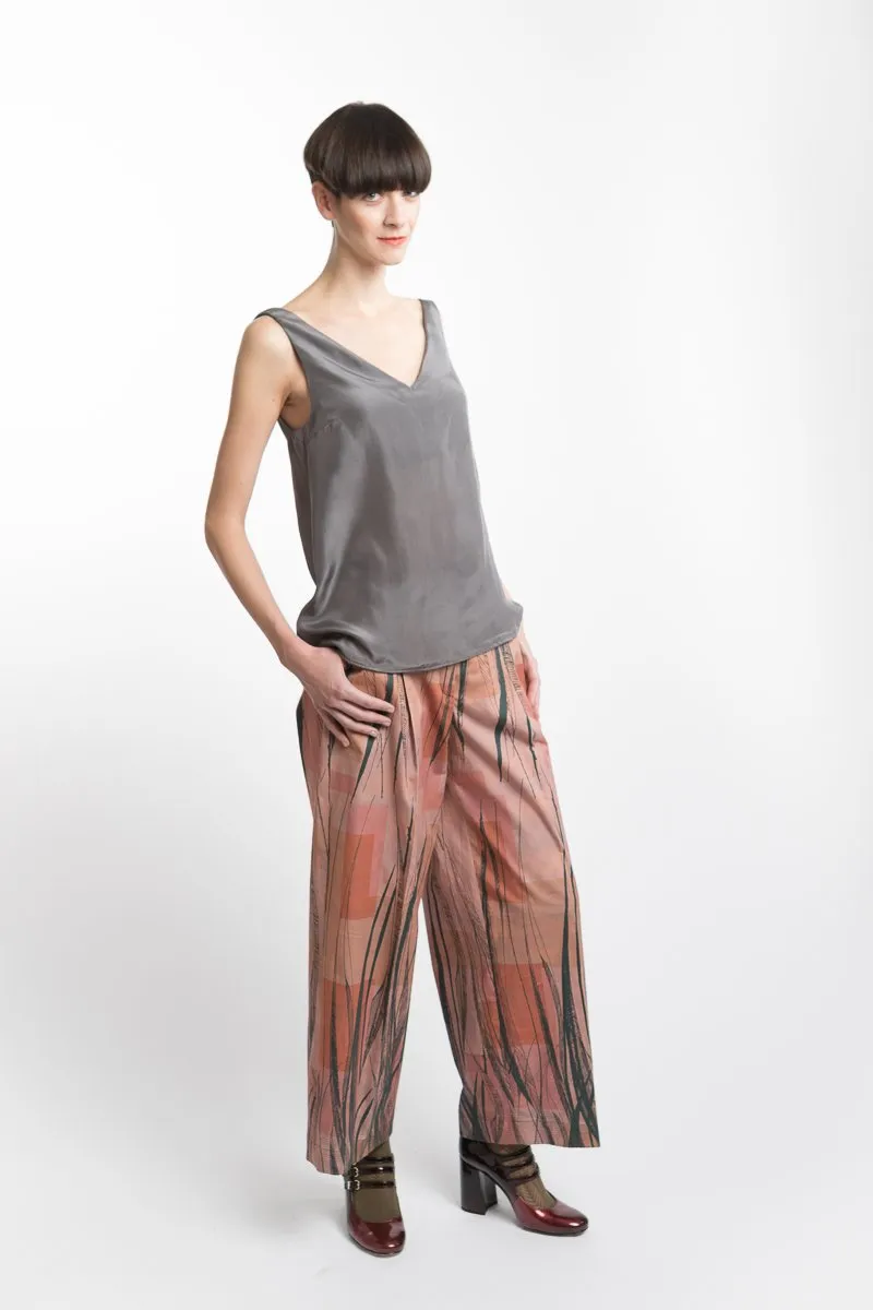V-neck Grey Silk