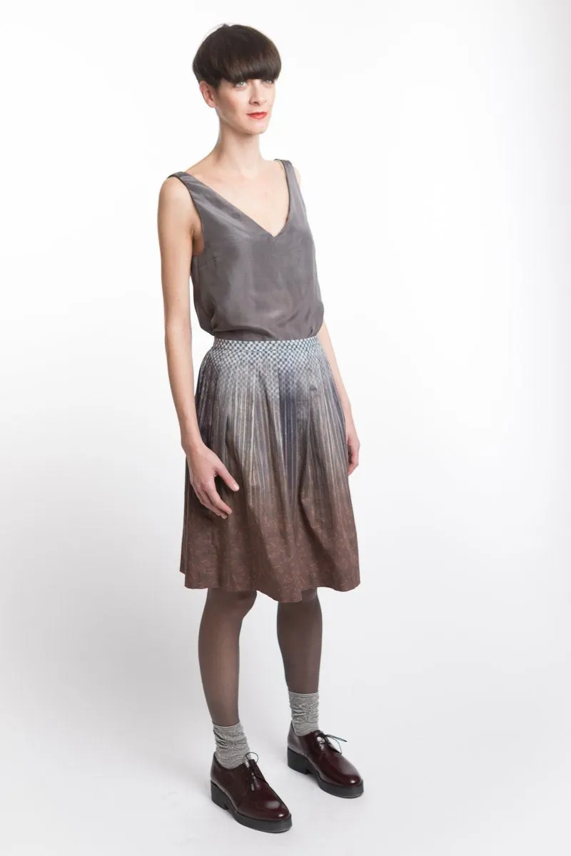 V-neck Grey Silk