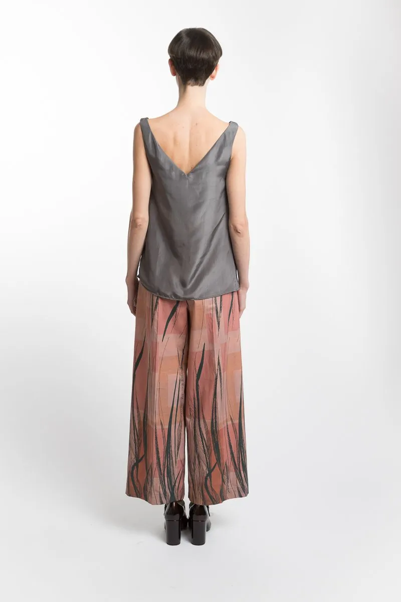 V-neck Grey Silk