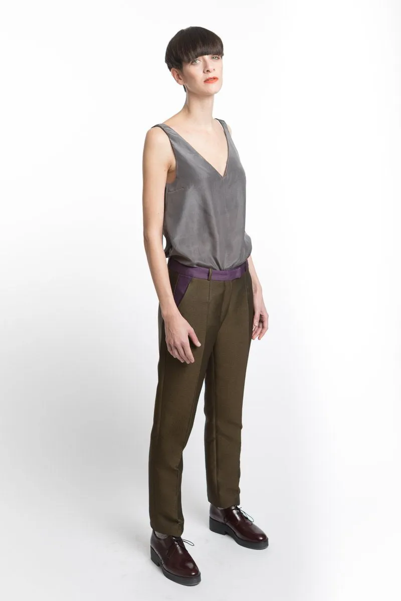 V-neck Grey Silk