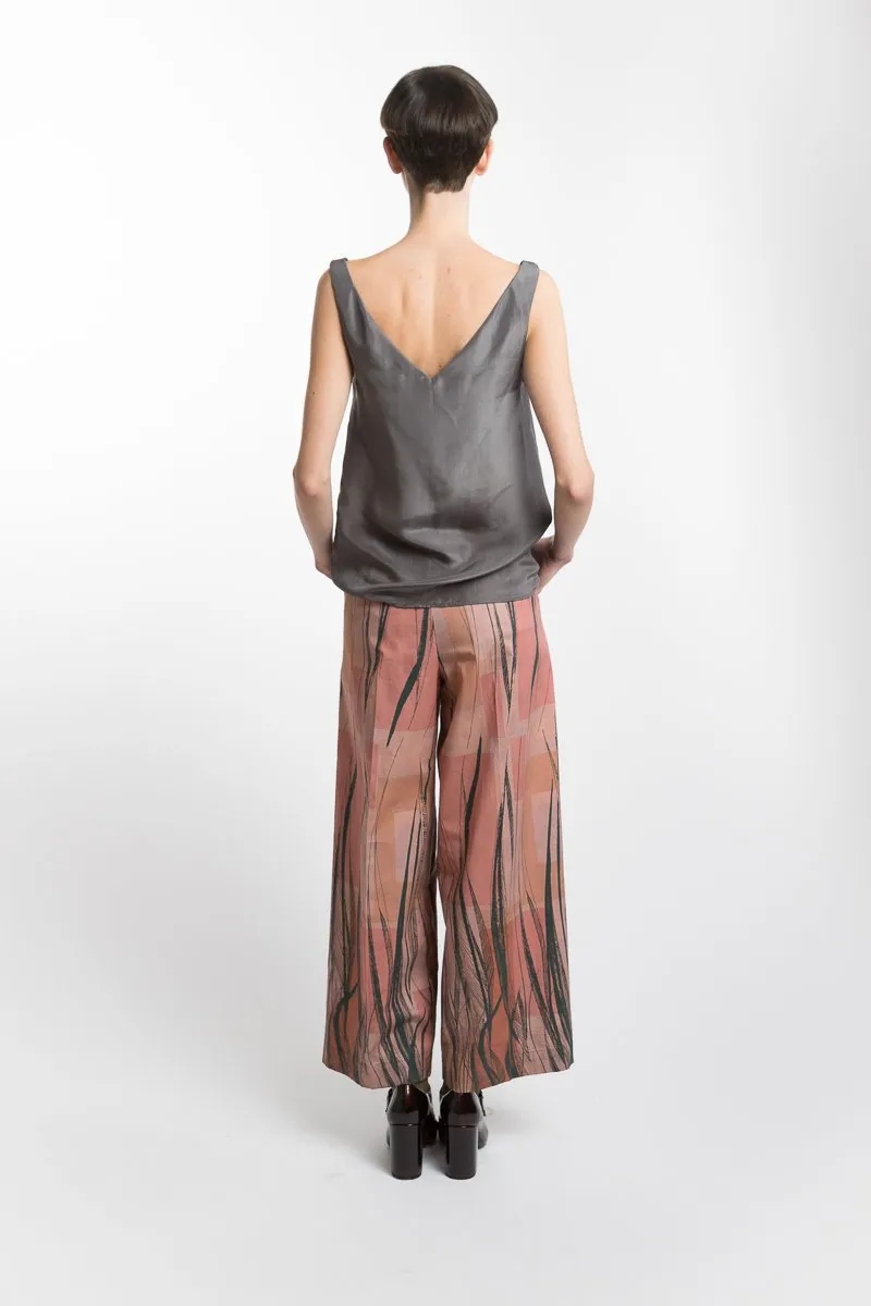V-neck Grey Silk