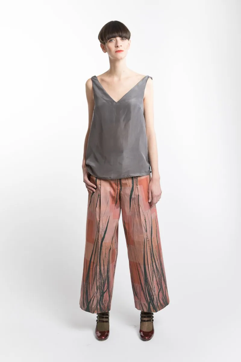 V-neck Grey Silk