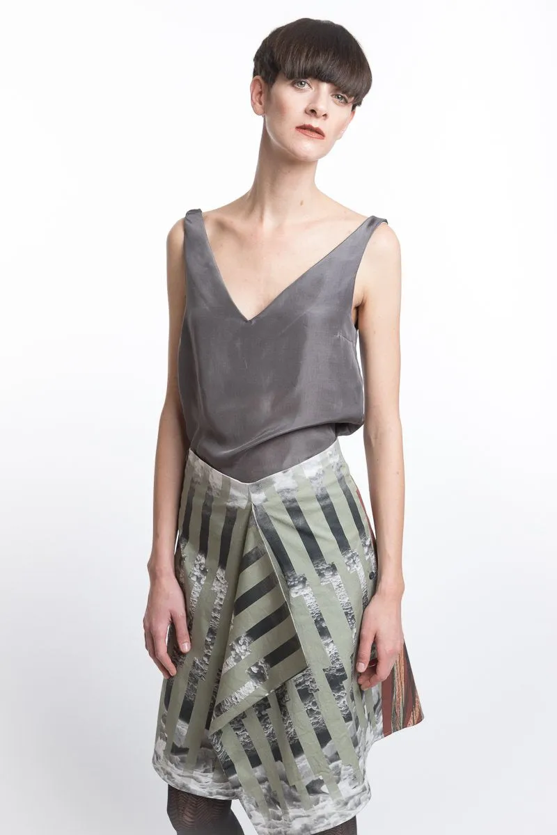 V-neck Grey Silk