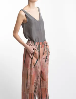V-neck Grey Silk