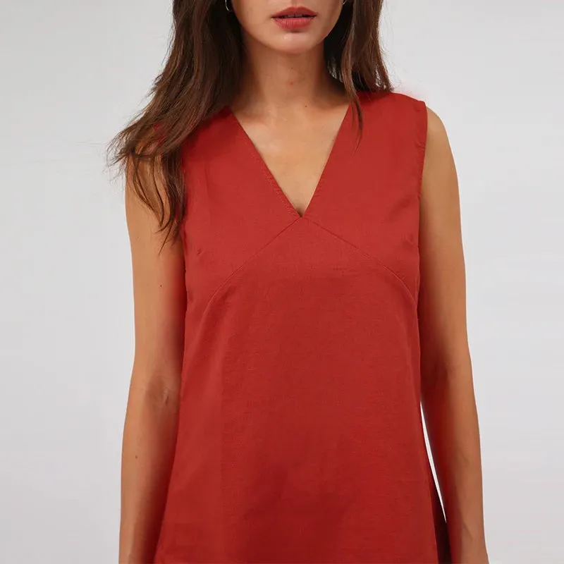 V-Neck Sleeveless Vintage Beach Sundress