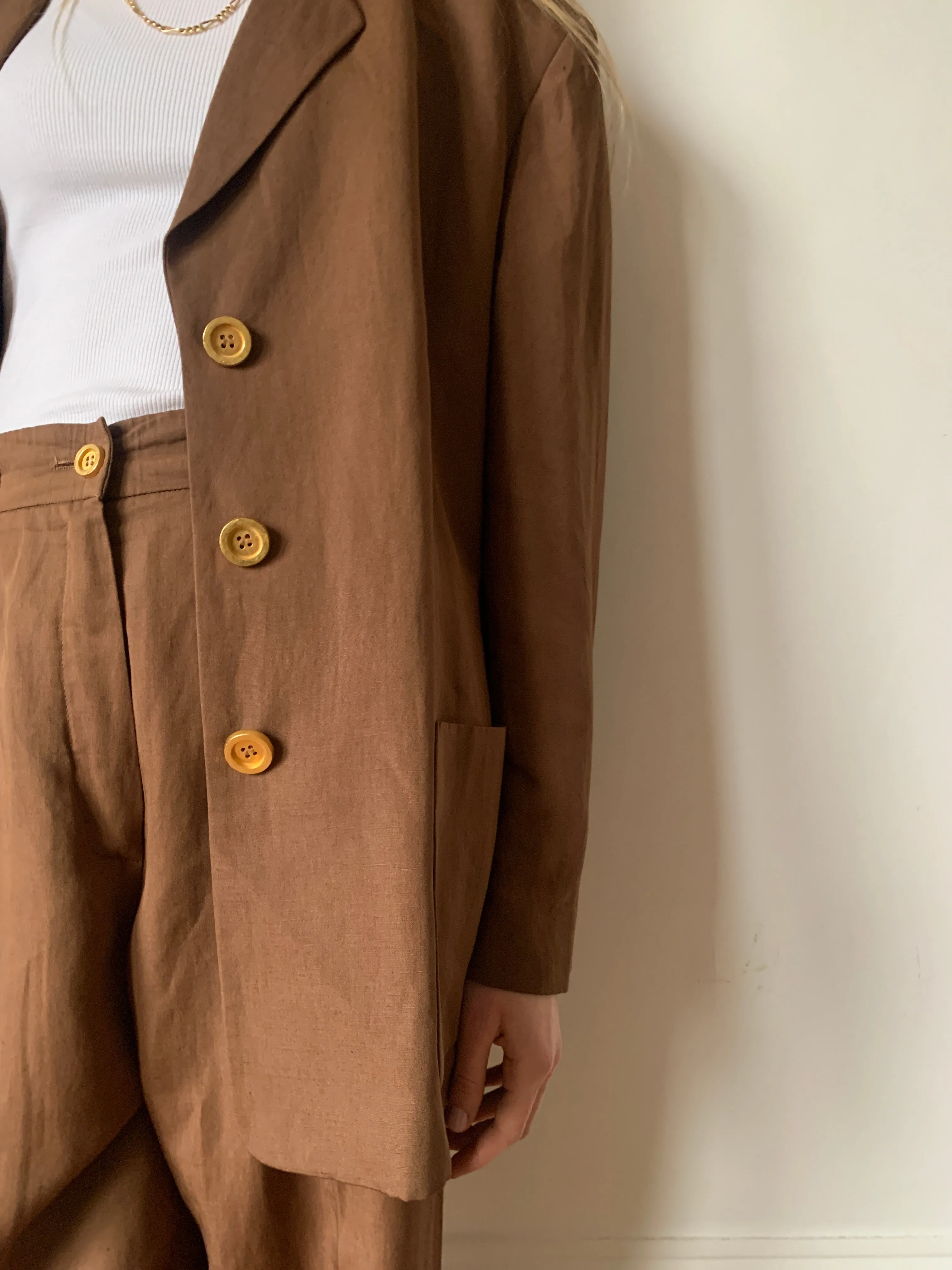 Vintage 90s Laurel linen & silk trouser suit