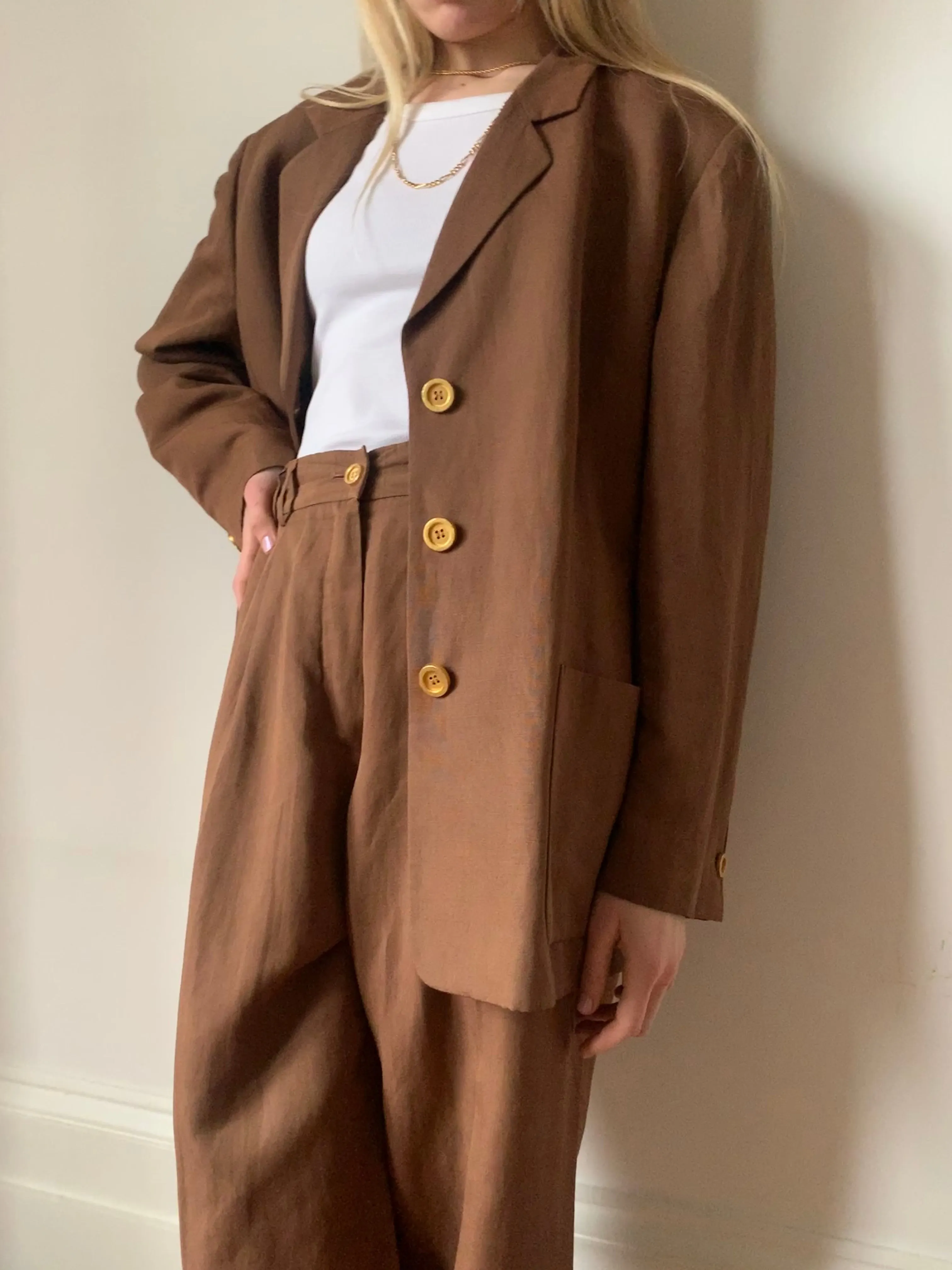 Vintage 90s Laurel linen & silk trouser suit