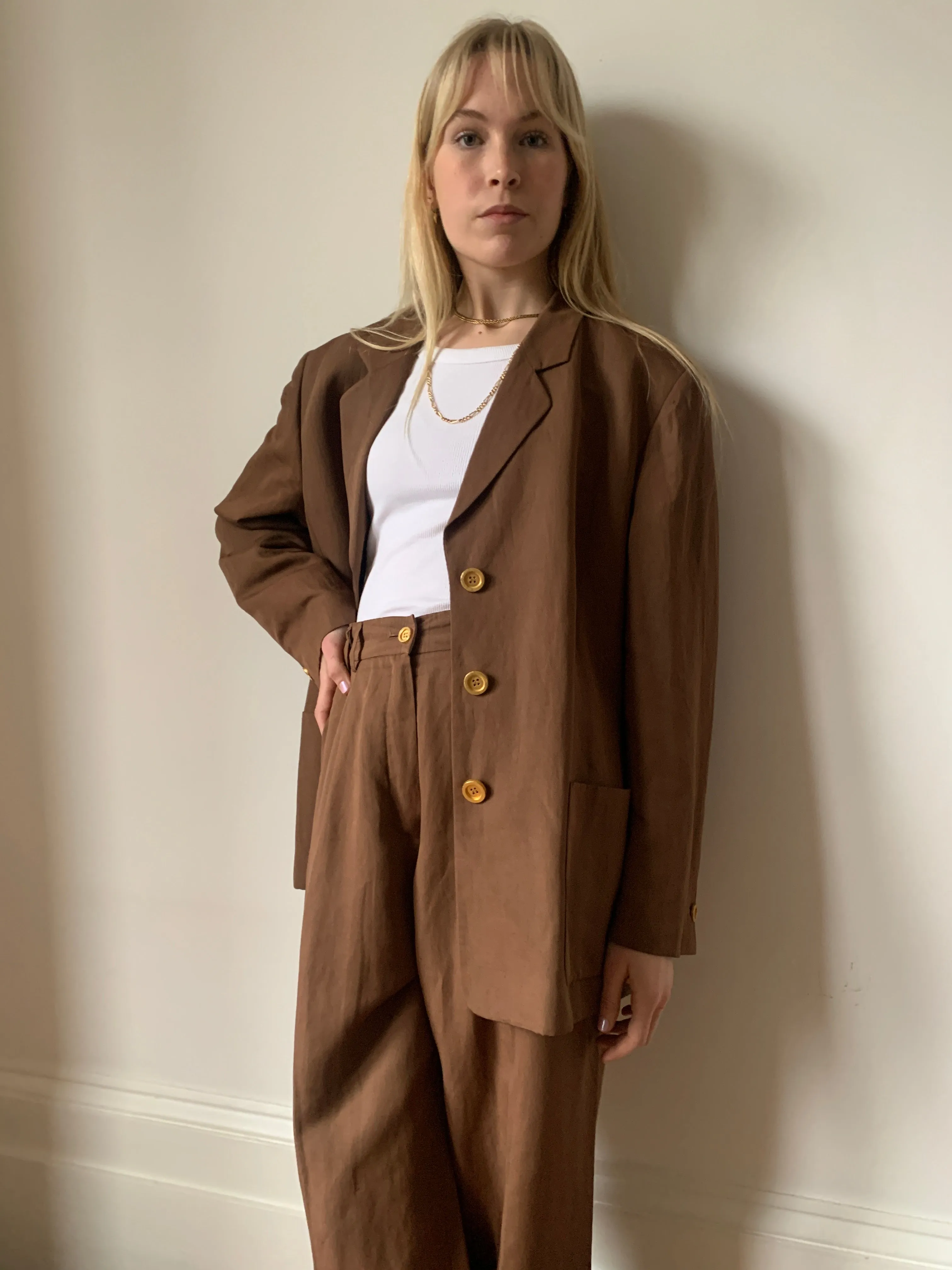 Vintage 90s Laurel linen & silk trouser suit