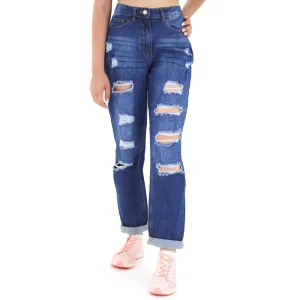 Women's Ripped Jeans,Navy