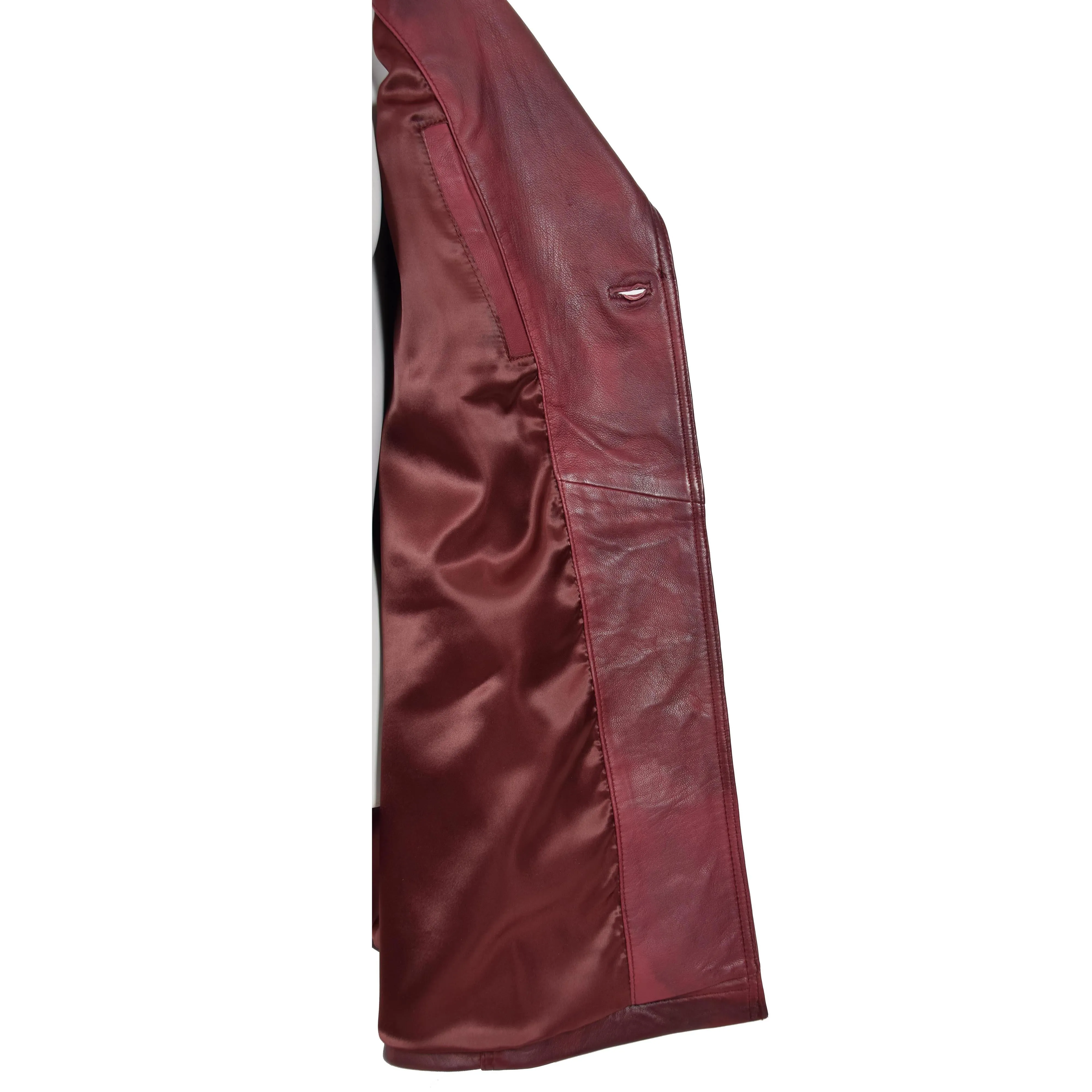 Womens Soft Leather Trench Coat Olivia Burgundy